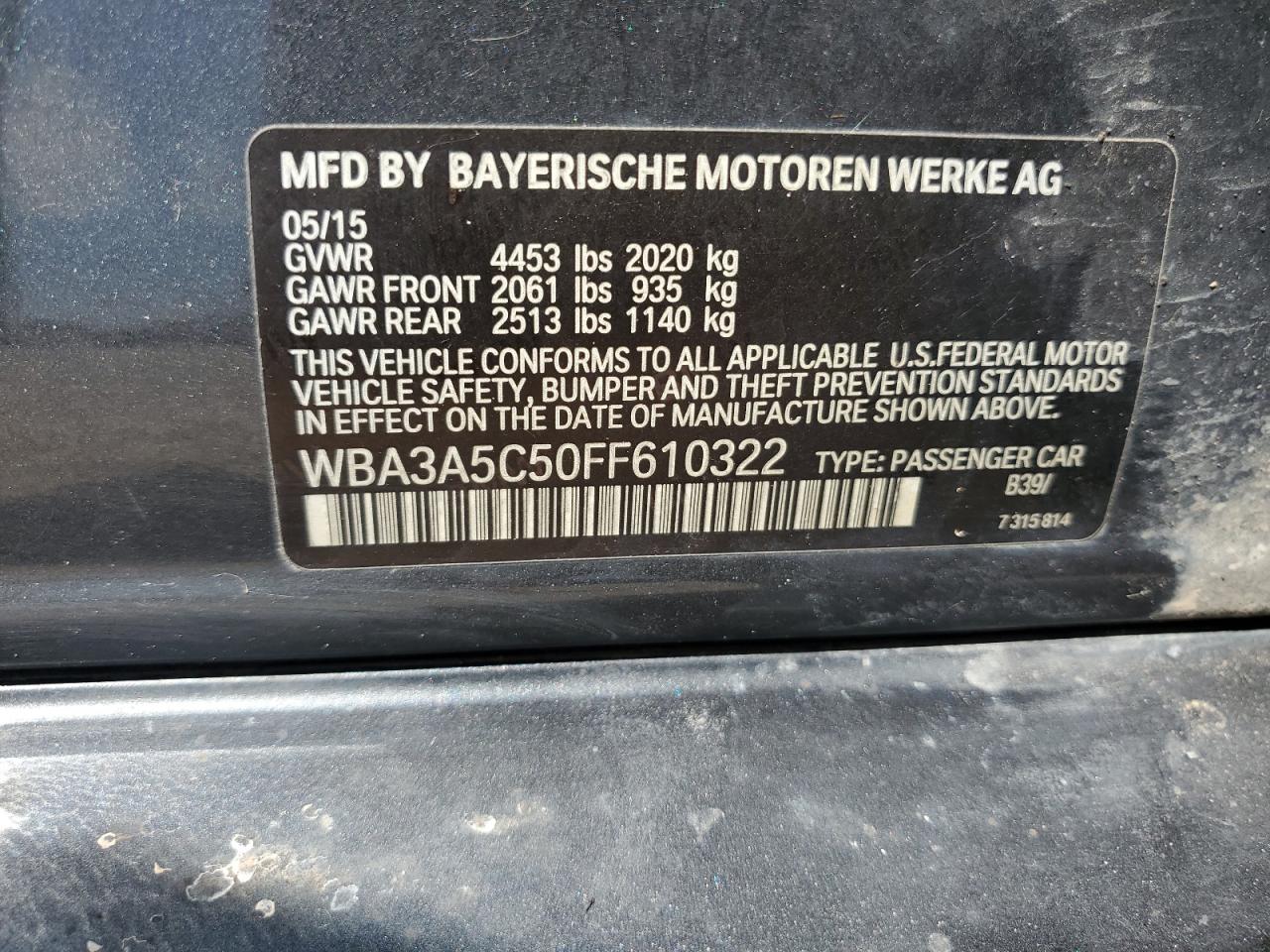 WBA3A5C50FF610322 2015 BMW 328 I