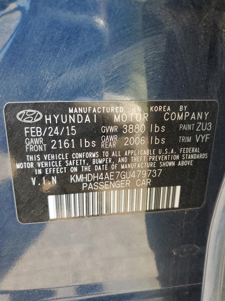 2016 Hyundai Elantra Se VIN: KMHDH4AE7GU479737 Lot: 72255614