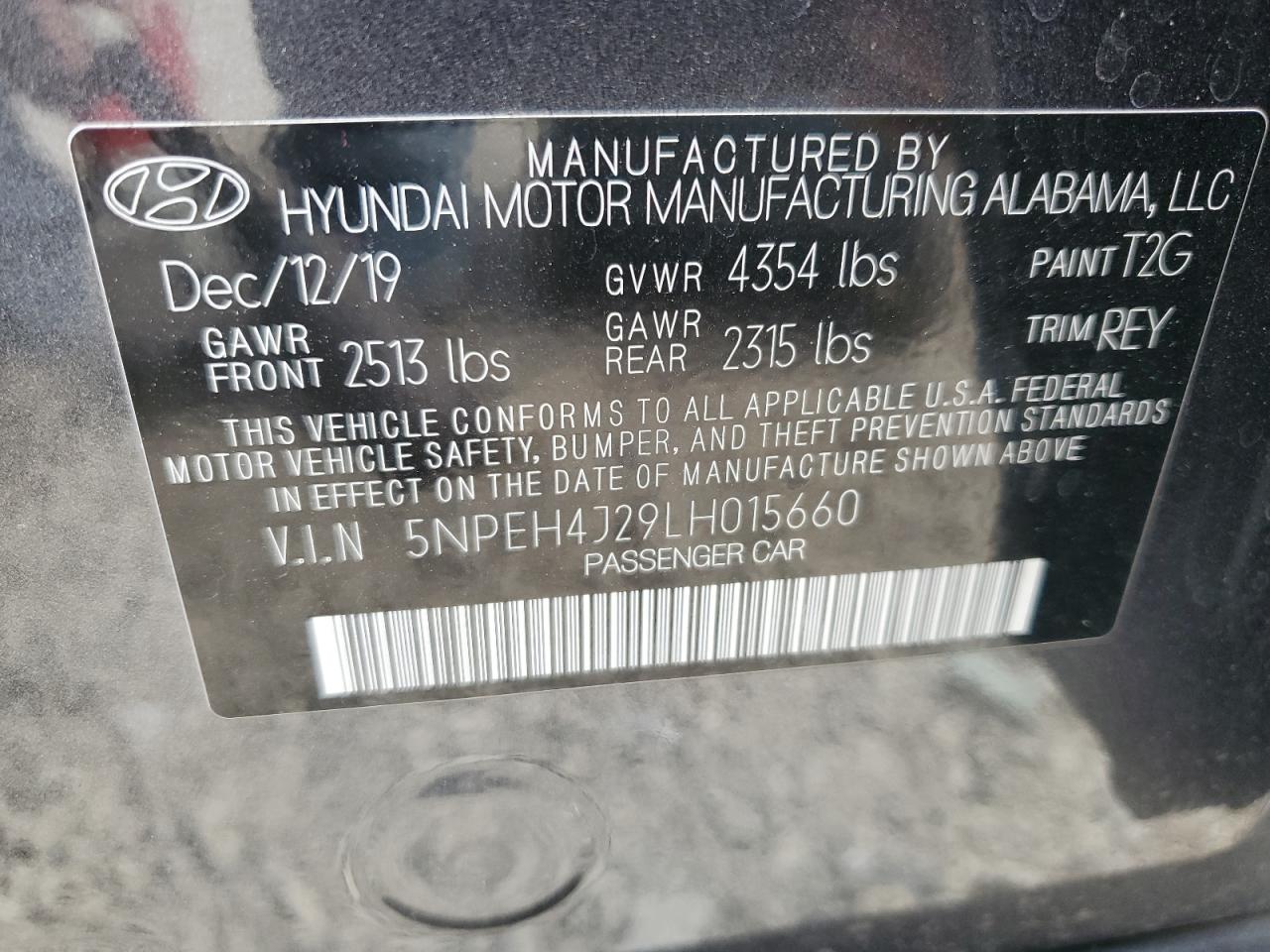 2020 Hyundai Sonata Limited VIN: 5NPEH4J29LH015660 Lot: 71911674