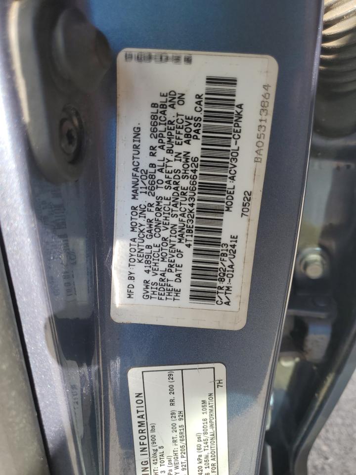 4T1BE32K43U666426 2003 Toyota Camry Le