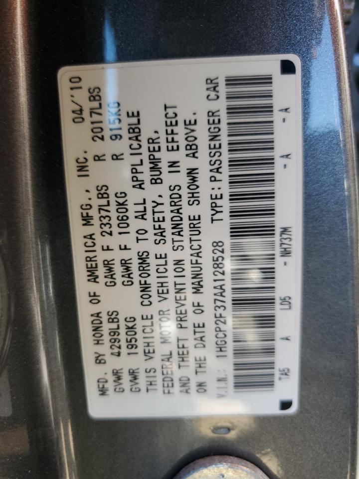 1HGCP2F37AA128528 2010 Honda Accord Lx