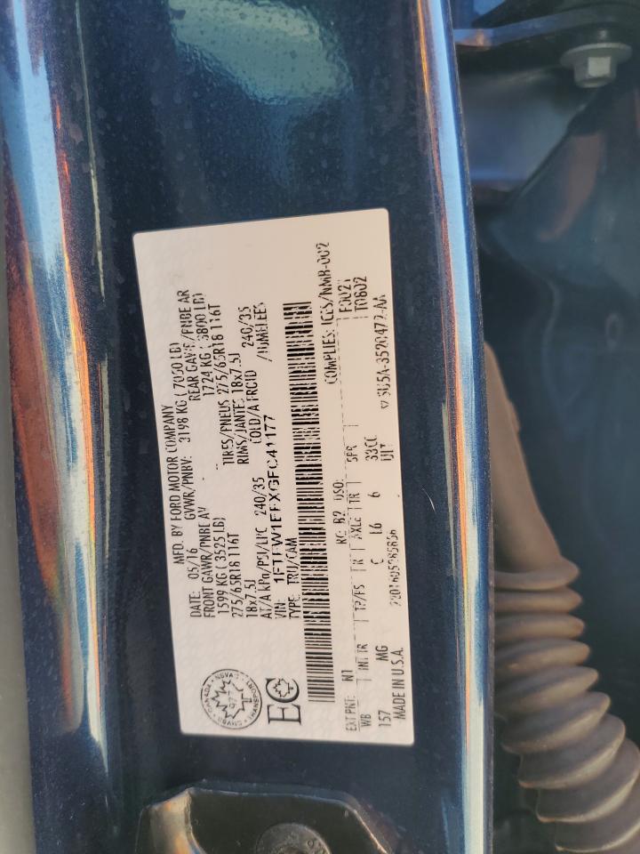 2016 Ford F150 Supercrew VIN: 1FTFW1EFXGFC41177 Lot: 66577974