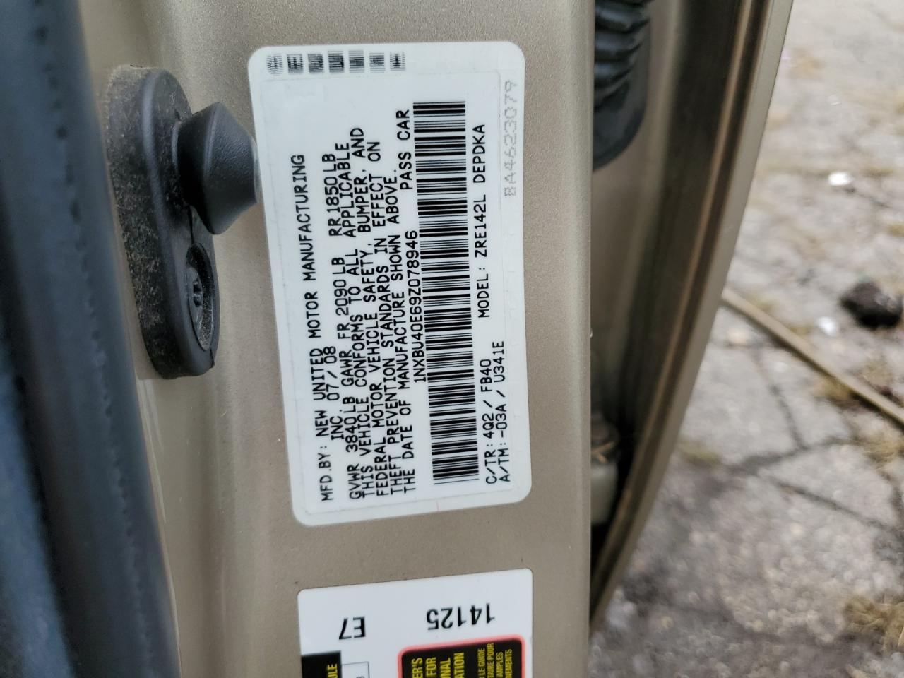 1NXBU40E69Z078946 2009 Toyota Corolla Base