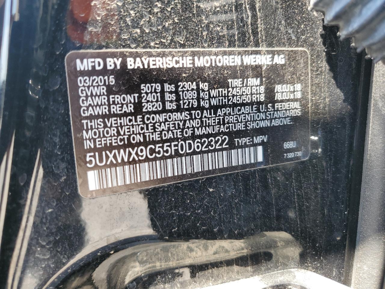 5UXWX9C55F0D62322 2015 BMW X3 xDrive28I