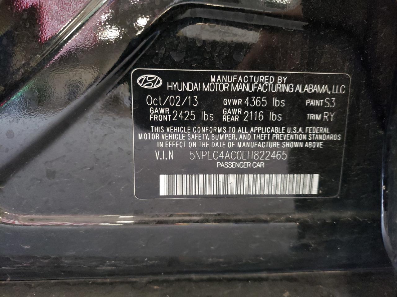 5NPEC4AC0EH822465 2014 Hyundai Sonata Se