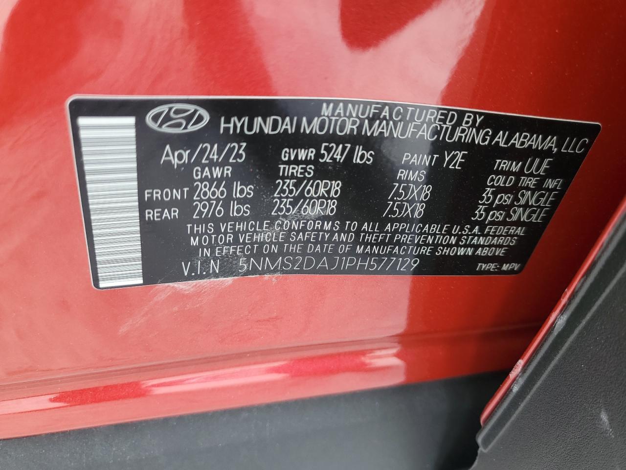 5NMS2DAJ1PH577129 2023 Hyundai Santa Fe Sel