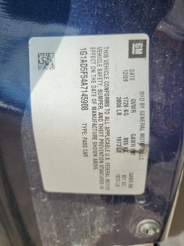 2010 Chevrolet Cobalt 1Lt VIN: 1G1AD5F54A7145908 Lot: 83990895