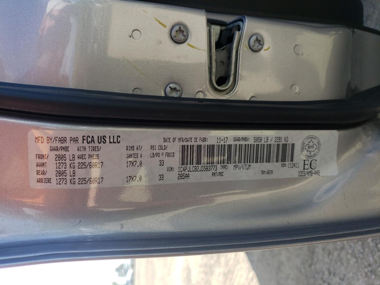 2018 Jeep Cherokee Latitude VIN: 1C4PJLCB2JD583773 Lot: 84033055