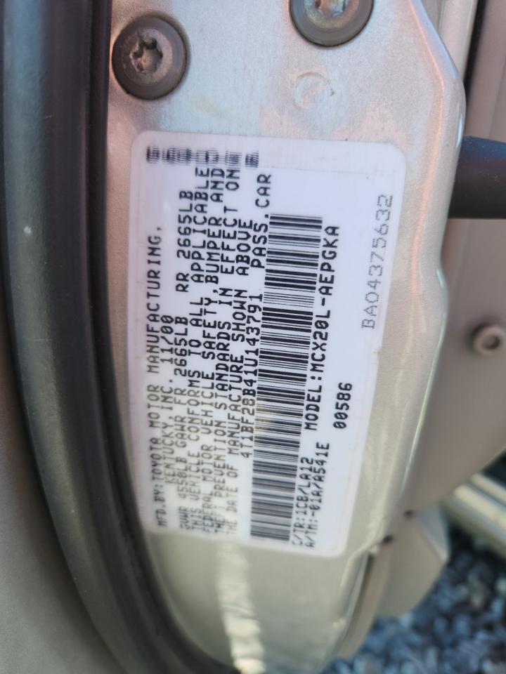 2001 Toyota Avalon Xl VIN: 4T1BF28B41U143791 Lot: 81080515