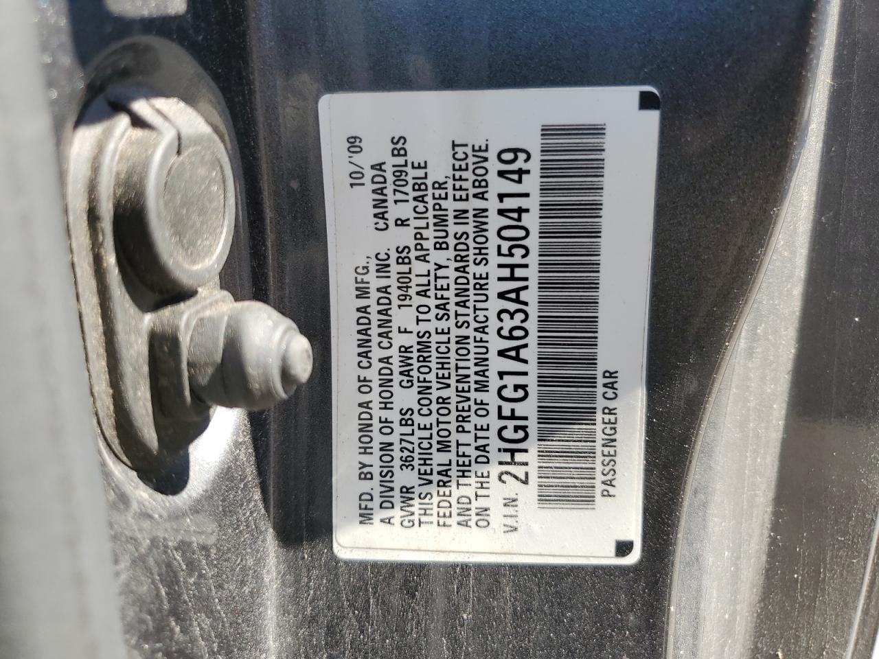 2010 Honda Civic Lx VIN: 2HGFG1A63AH504149 Lot: 80033545