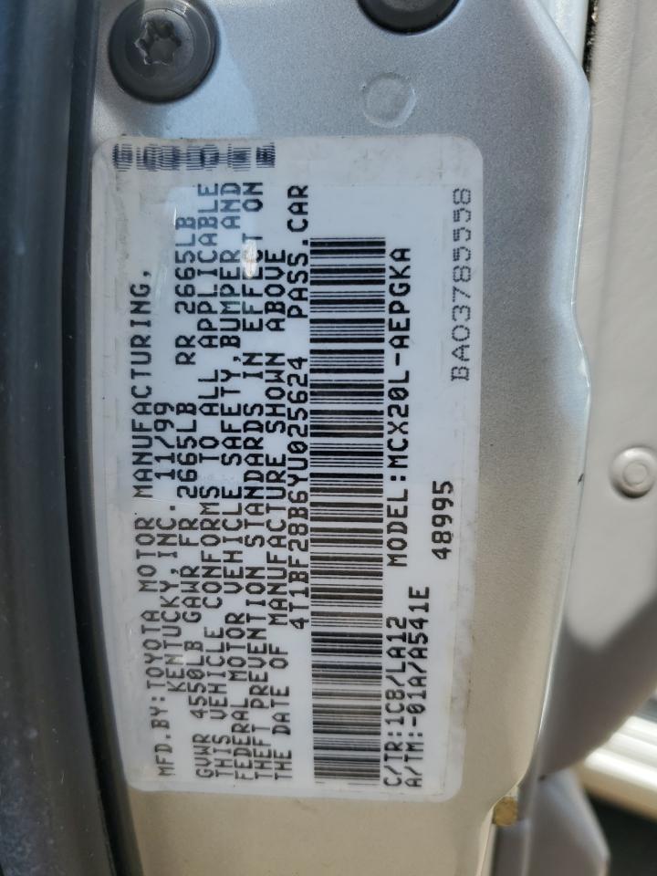 2000 Toyota Avalon Xl VIN: 4T1BF28B6YU025624 Lot: 80273605