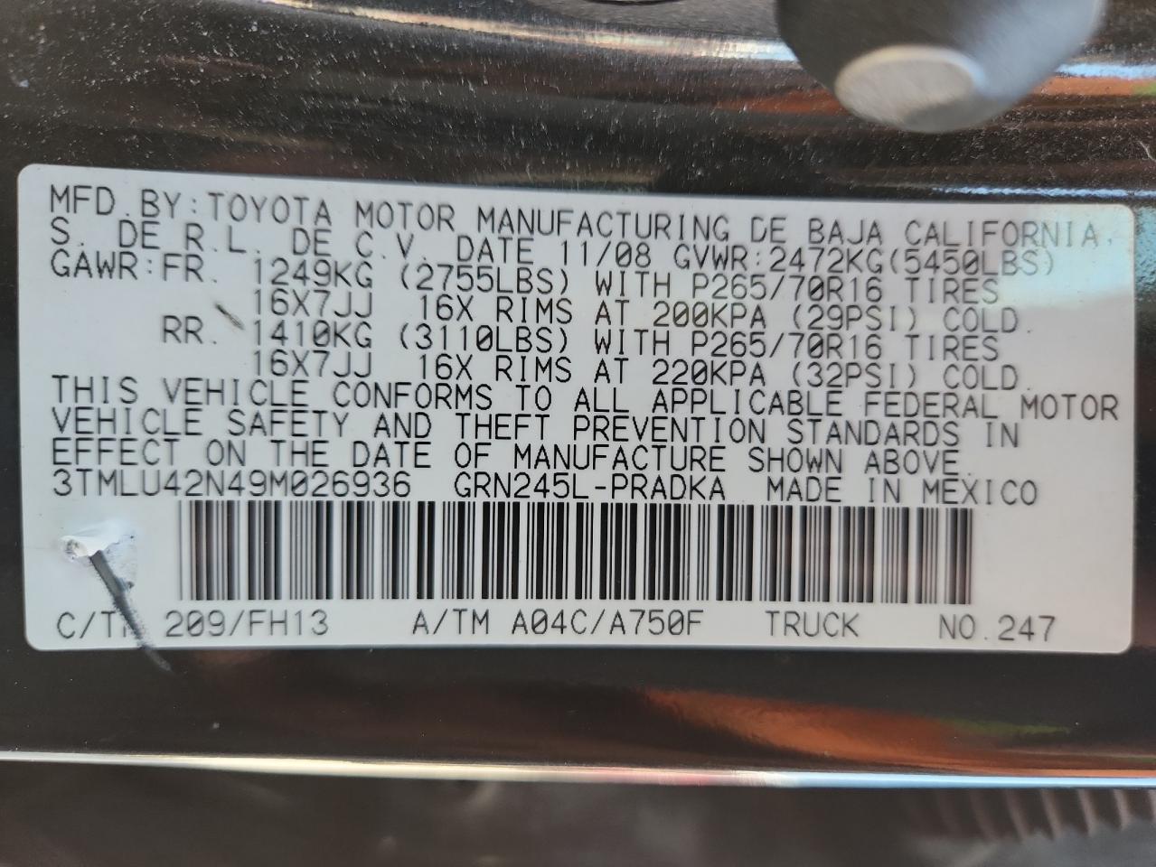 2009 Toyota Tacoma Double Cab VIN: 3TMLU42N49M026936 Lot: 84560595
