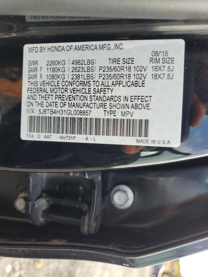 2016 Acura Rdx VIN: 5J8TB4H31GL008857 Lot: 80446915