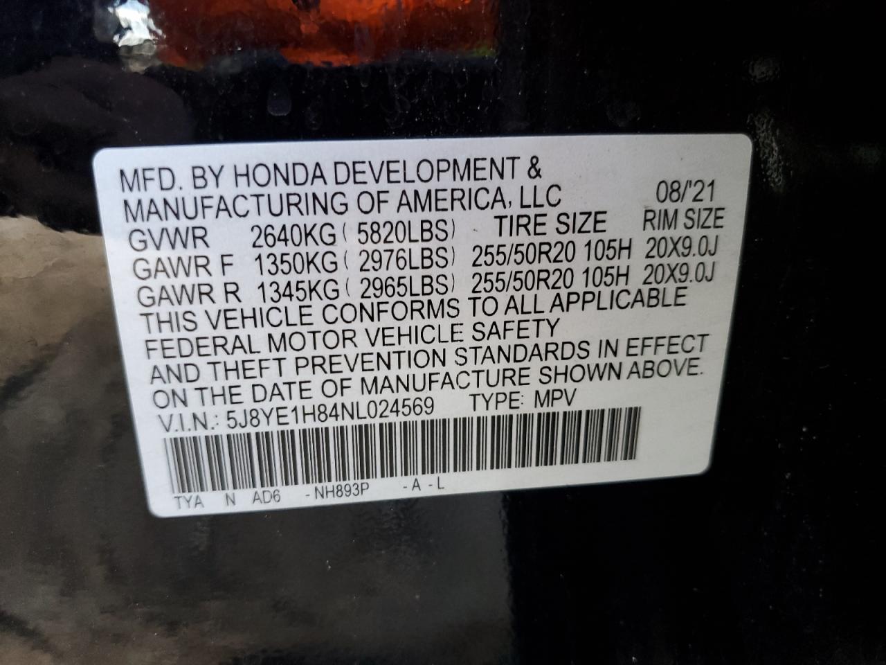 2022 Acura Mdx Advance VIN: 5J8YE1H84NL024569 Lot: 84029465