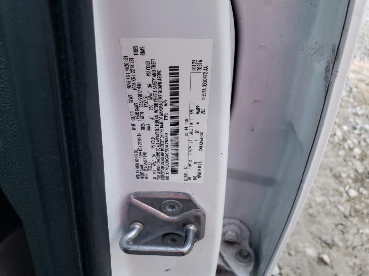 2014 Ford Escape Se VIN: 1FMCU0GX0EUA75250 Lot: 81900905