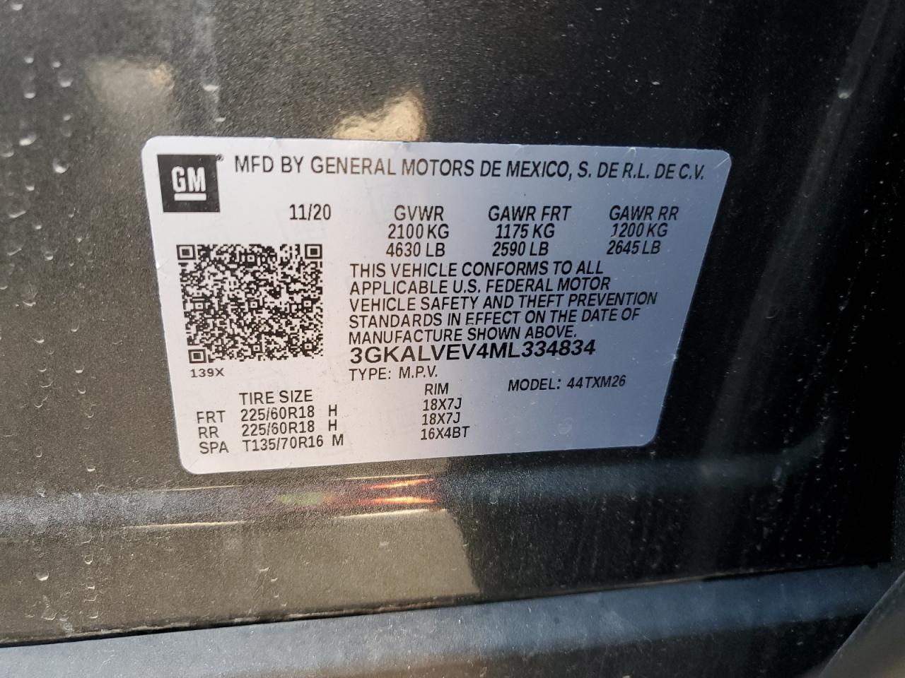 2021 GMC Terrain Slt VIN: 3GKALVEV4ML334834 Lot: 81694915