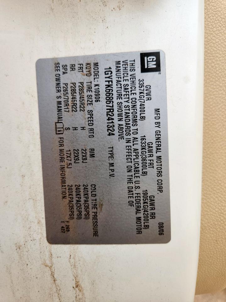 2007 Cadillac Escalade Esv VIN: 1GYFK66867R241324 Lot: 71746255