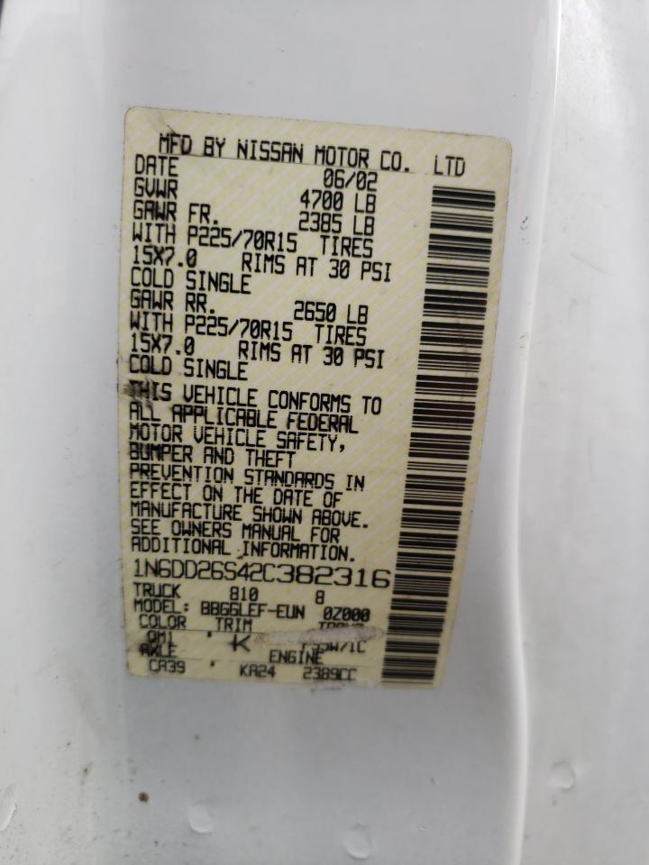 2002 Nissan Frontier King Cab Xe VIN: 1N6DD26S42C382316 Lot: 81927815