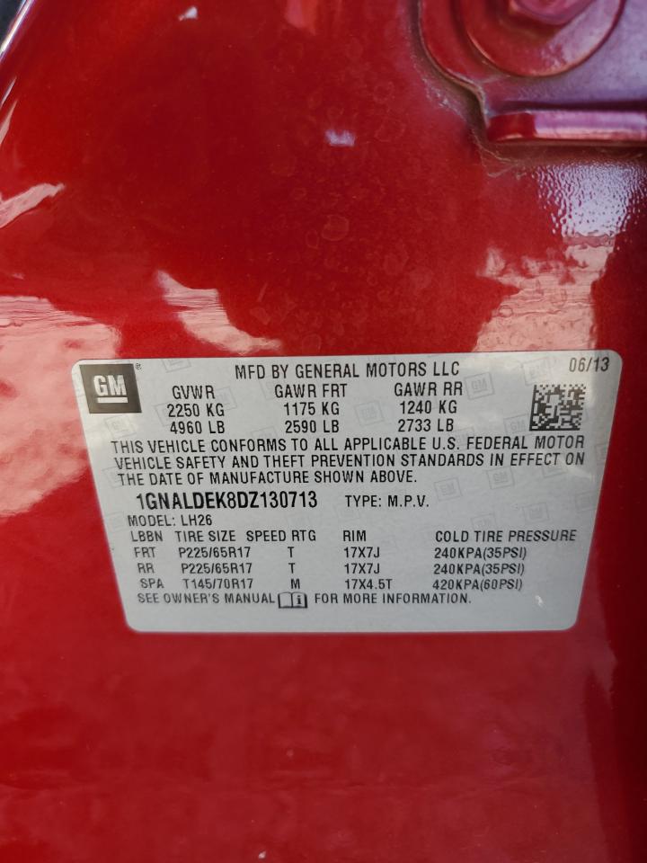 2013 Chevrolet Equinox Lt VIN: 1GNALDEK8DZ130713 Lot: 71596305