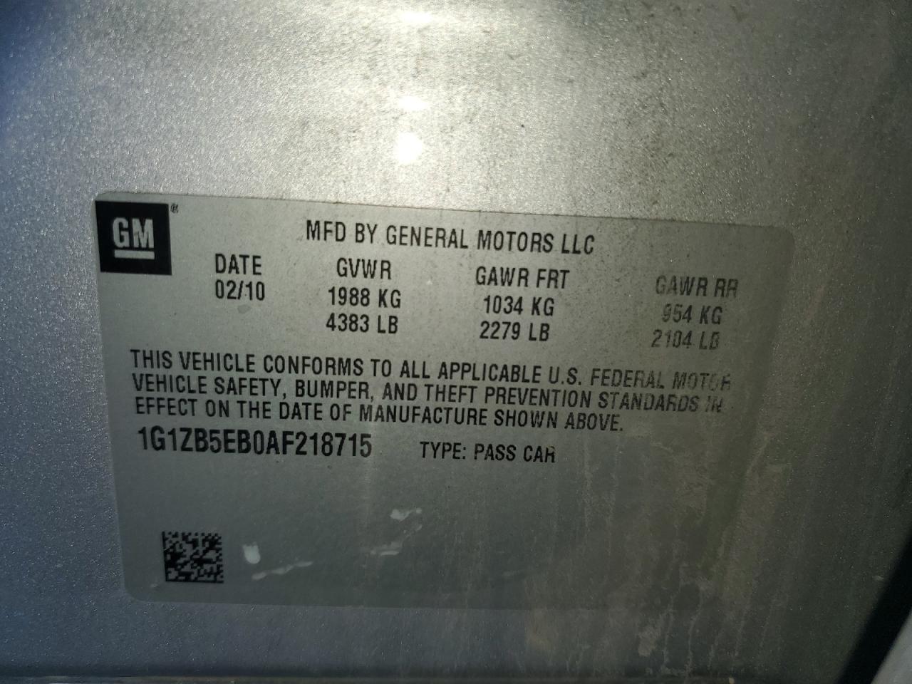 2010 Chevrolet Malibu Ls VIN: 1G1ZB5EB0AF218715 Lot: 81388465