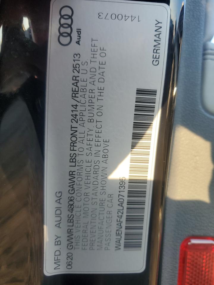 2020 Audi A4 Premium Plus VIN: WAUENAF42LA071395 Lot: 80265075