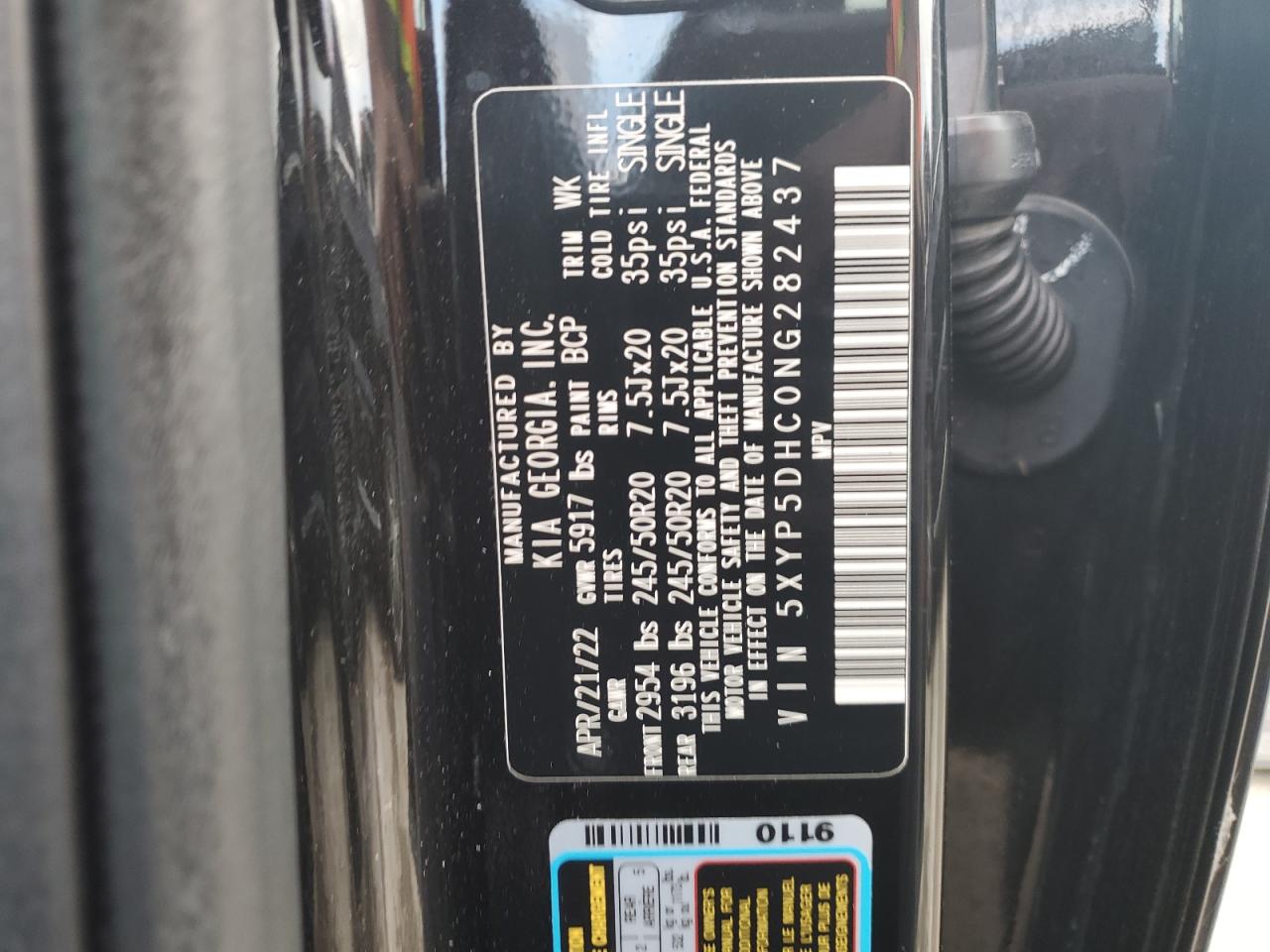 2022 Kia Telluride Sx VIN: 5XYP5DHC0NG282437 Lot: 70945155