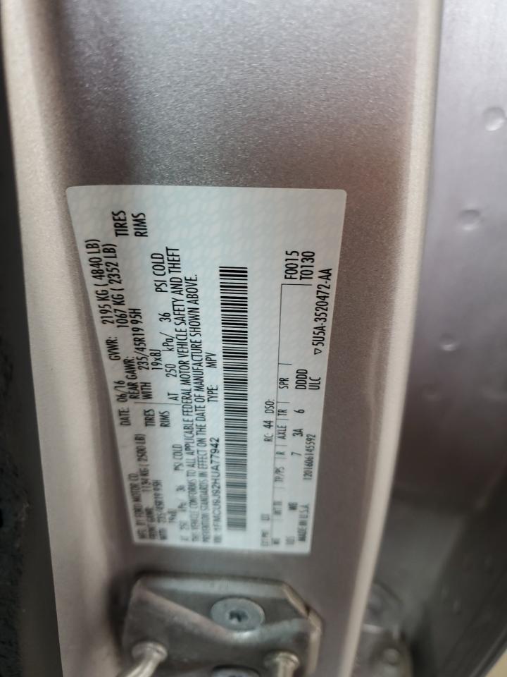 2017 Ford Escape Titanium VIN: 1FMCU9J92HUA77942 Lot: 81024075