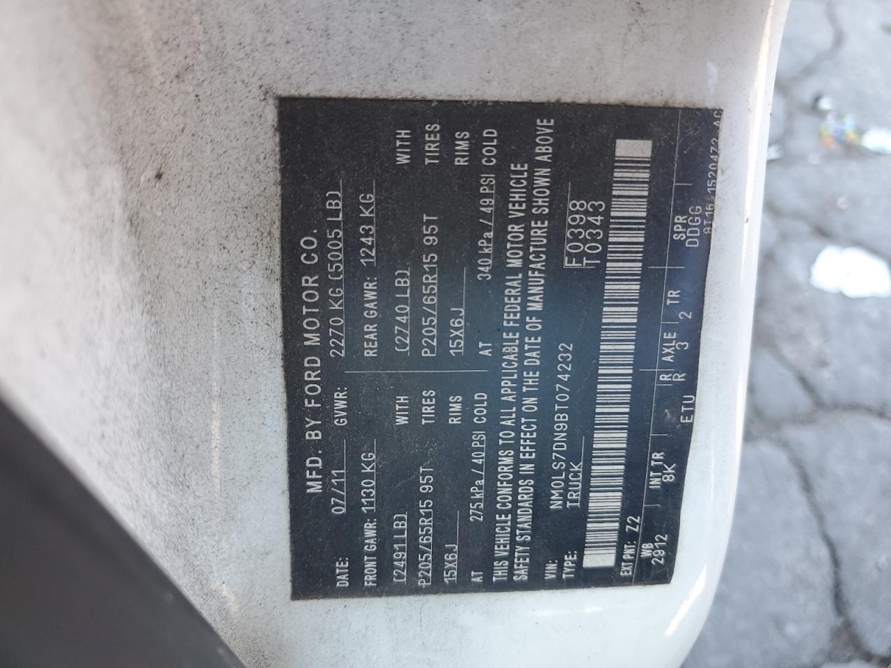 2011 Ford Transit Connect Xlt VIN: NM0LS7DN9BT074232 Lot: 71874825