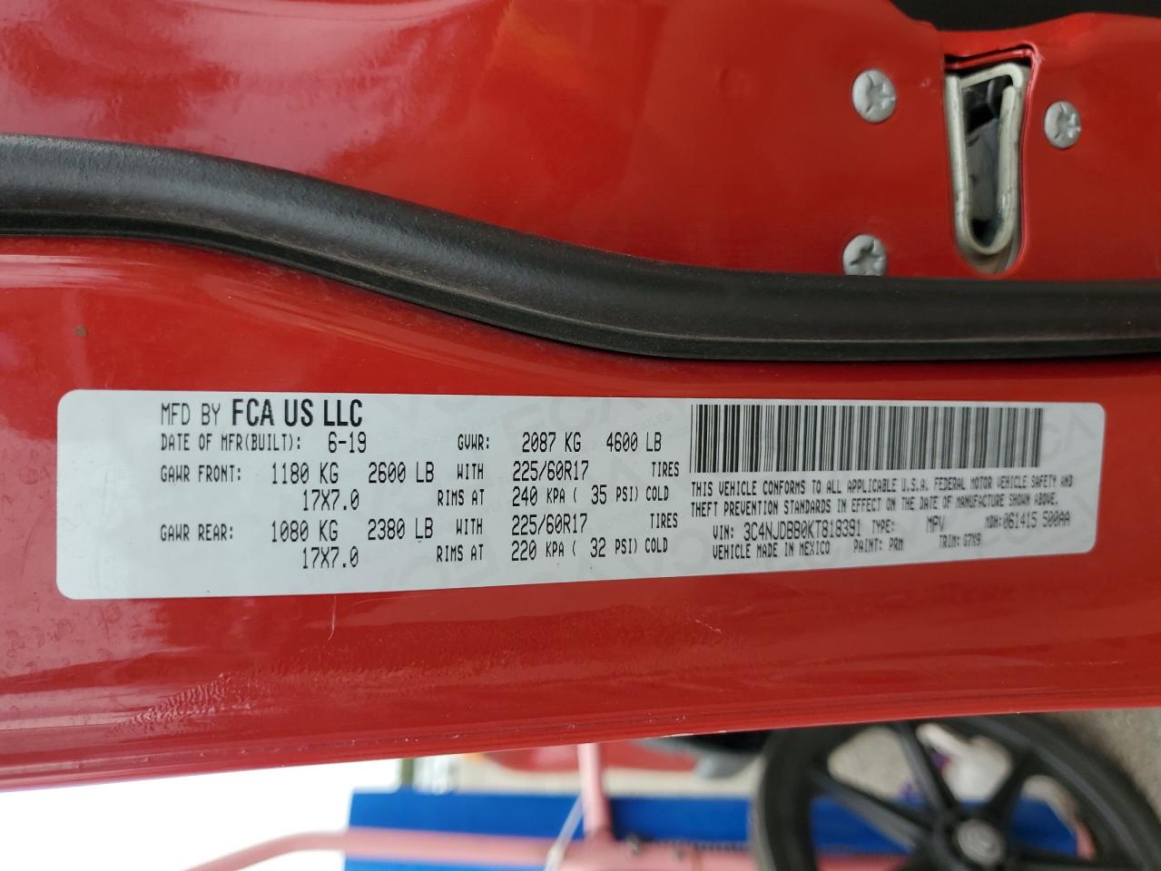 2019 Jeep Compass Latitude VIN: 3C4NJDBB0KT818391 Lot: 81744495