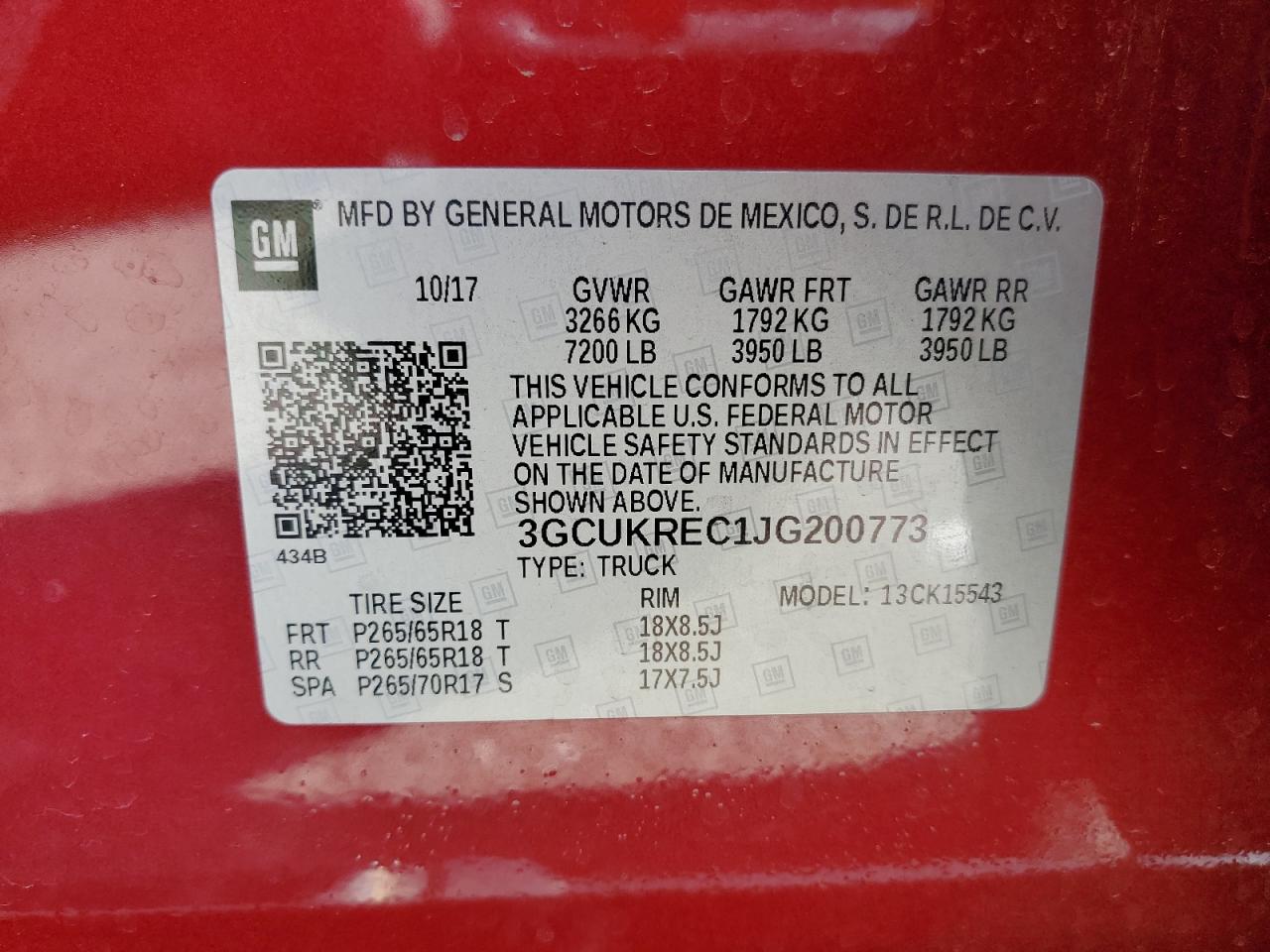 2018 Chevrolet Silverado K1500 Lt VIN: 3GCUKREC1JG200773 Lot: 81760605