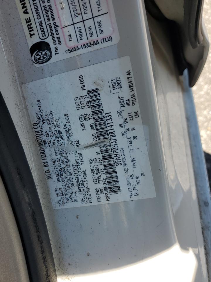 2011 Ford Fusion Se VIN: 3FAHP0HA7BR141331 Lot: 71188825