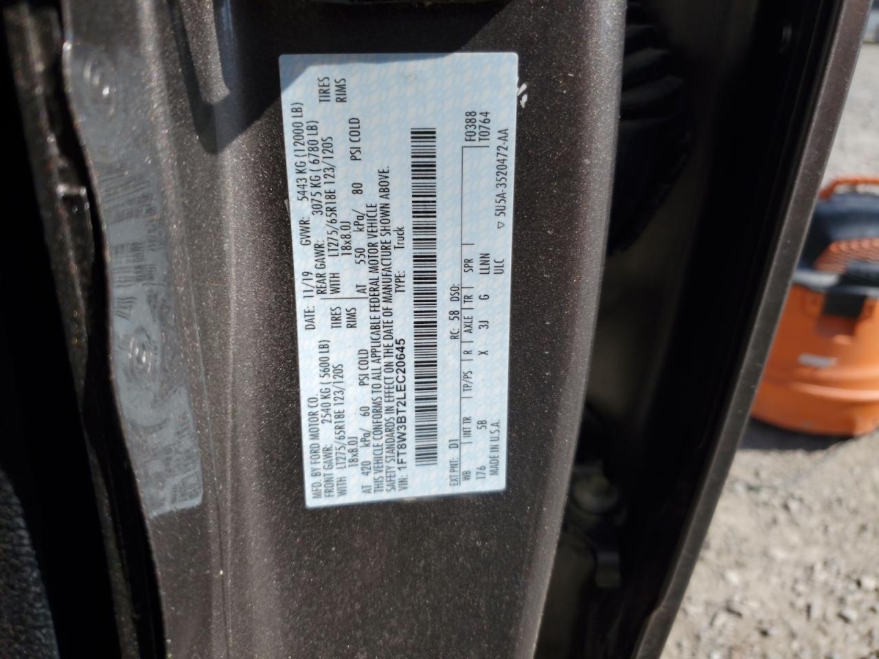 2020 Ford F350 Super Duty VIN: 1FT8W3BT2LEC20645 Lot: 84575115