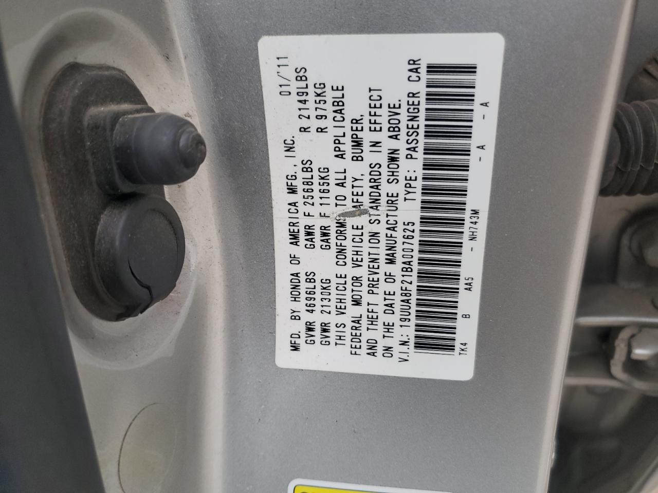 2011 Acura Tl VIN: 19UUA8F21BA007625 Lot: 71489745