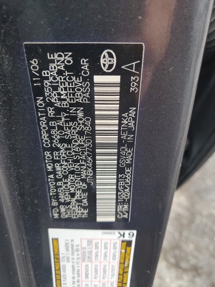 2007 Toyota Camry Le VIN: JTNBK46K773017840 Lot: 81133365