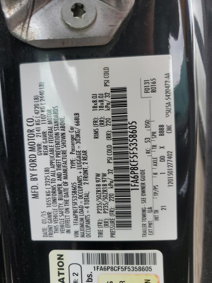 2015 Ford Mustang Gt VIN: 1FA6P8CF5F5358605 Lot: 80256825