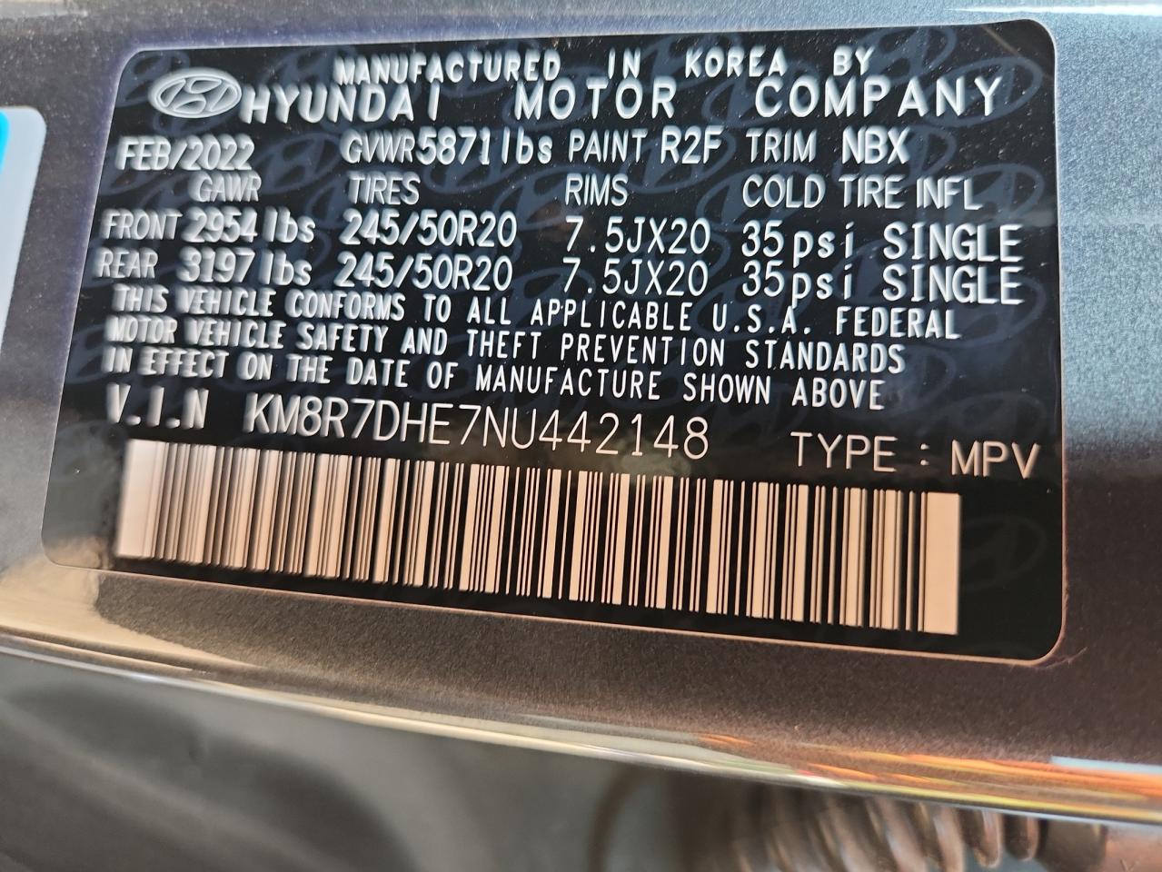 2022 Hyundai Palisade Calligraphy VIN: KM8R7DHE7NU442148 Lot: 80536585
