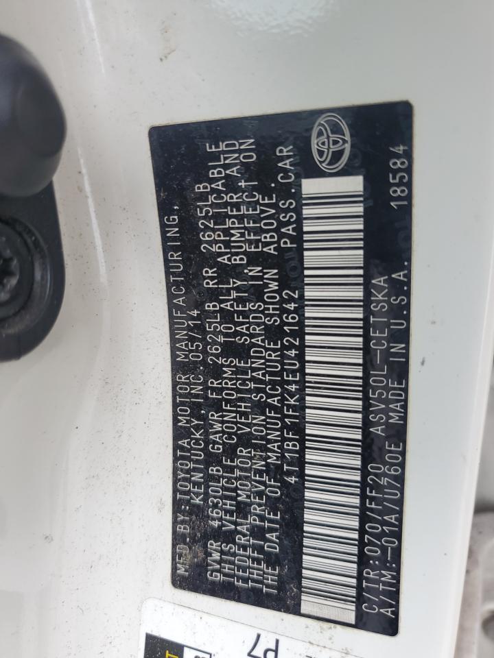 2014 Toyota Camry L VIN: 4T1BF1FK4EU421642 Lot: 84457235