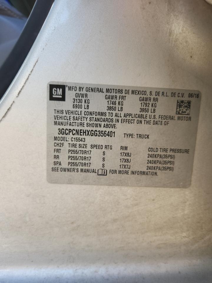 2016 Chevrolet Silverado C1500 VIN: 3GCPCNEHXGG356401 Lot: 81135415