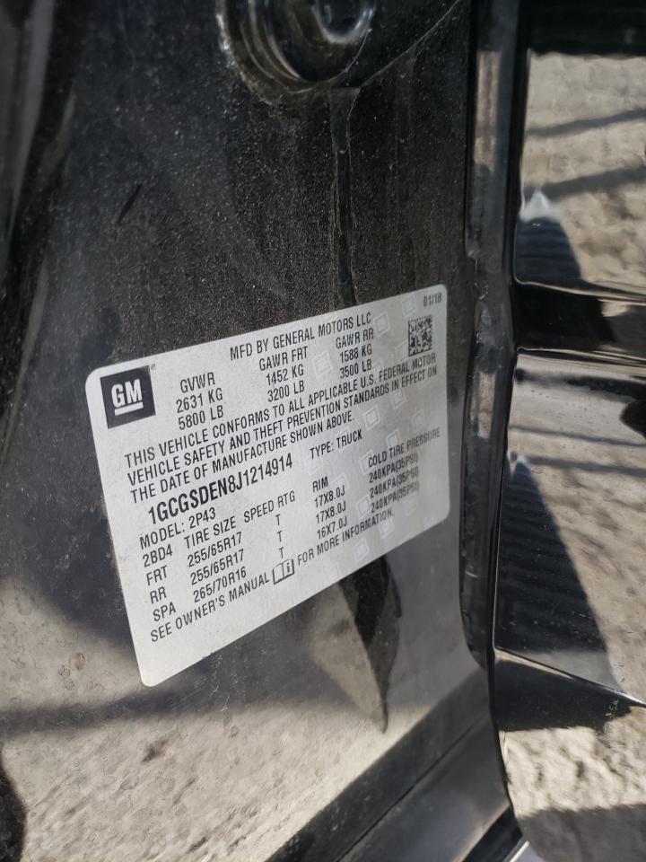 2018 Chevrolet Colorado Z71 VIN: 1GCGSDEN8J1214914 Lot: 84623095