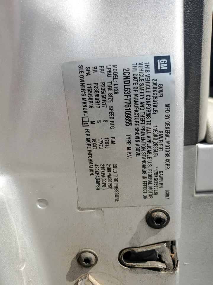 2007 Chevrolet Equinox Lt VIN: 2CNDL63F776109855 Lot: 83961855