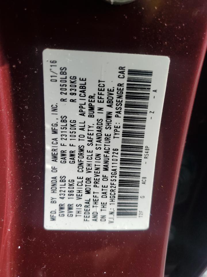 2016 Honda Accord Sport VIN: 1HGCR2F53GA110726 Lot: 83934355