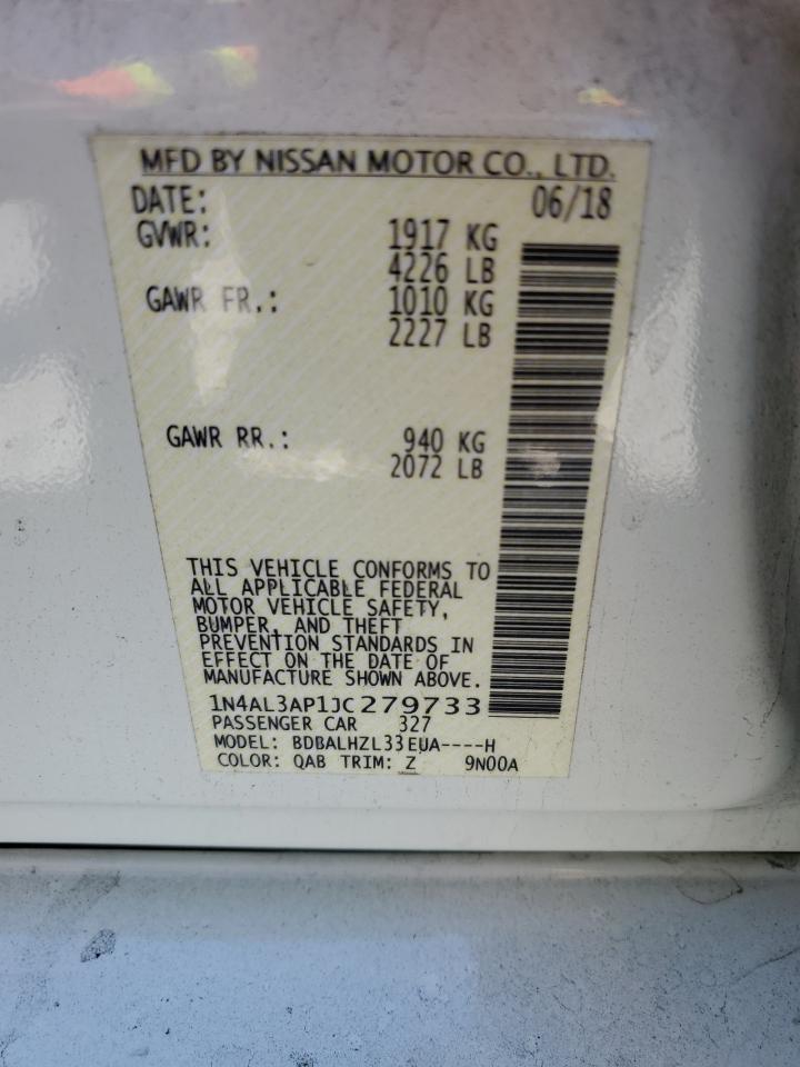 2018 Nissan Altima VIN: 1N4AL3AP1JC279733 Lot: 80688525