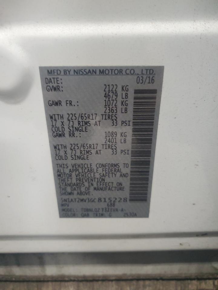 2016 Nissan Rogue S VIN: 5N1AT2MV3GC815228 Lot: 81887975