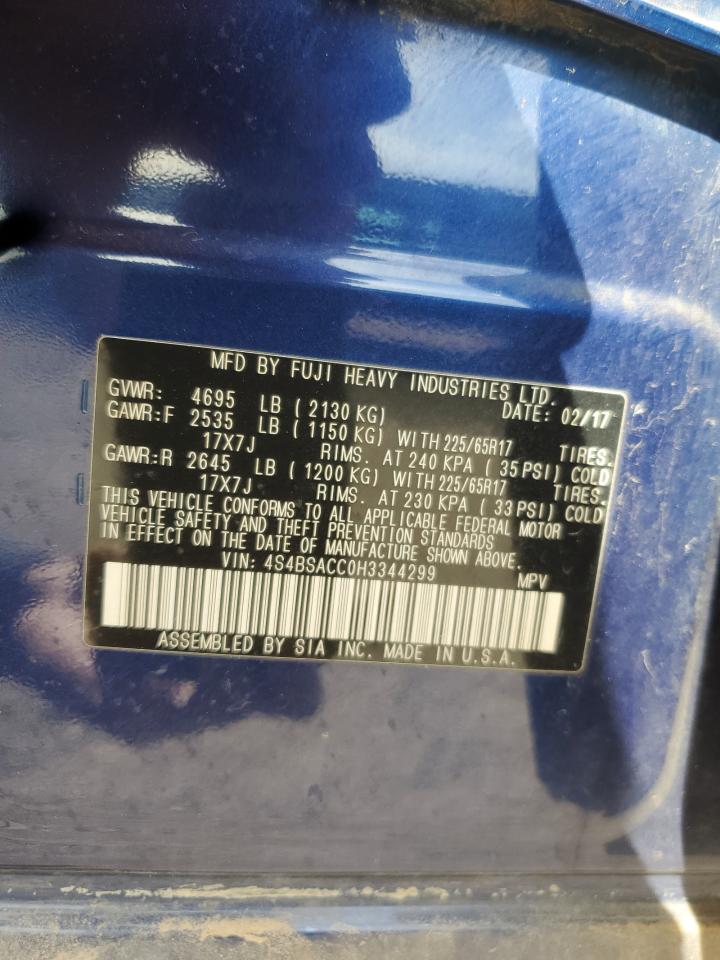 2017 Subaru Outback 2.5I Premium VIN: 4S4BSACC0H3344299 Lot: 80118775