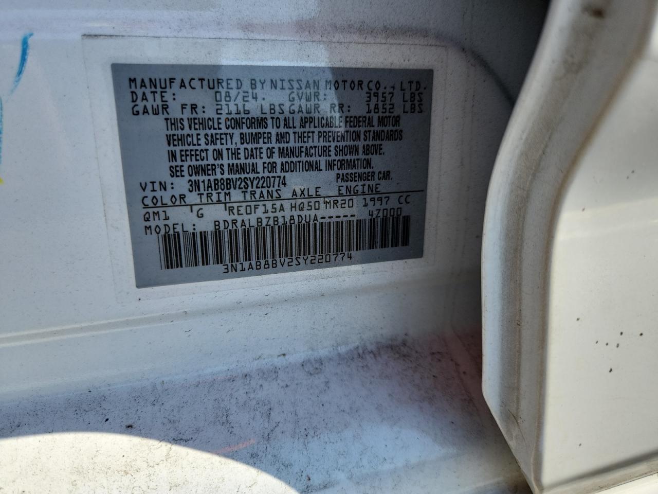 2025 Nissan Sentra S VIN: 3N1AB8BV2SY220774 Lot: 80627075