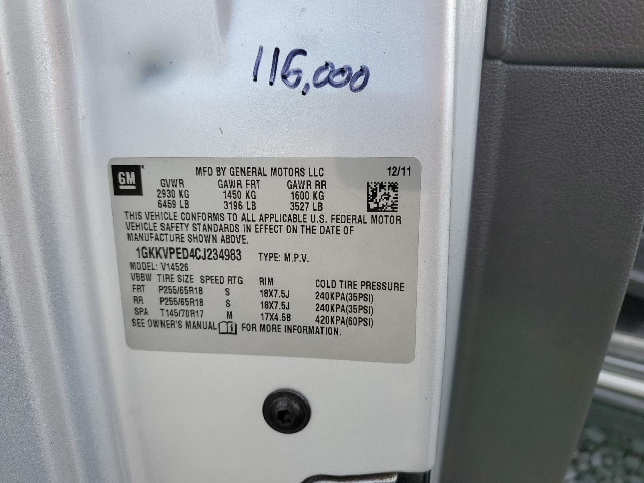 2012 GMC Acadia Sle VIN: 1GKKVPED4CJ234983 Lot: 71717035