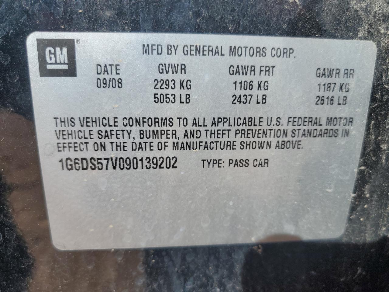 2009 Cadillac Cts Hi Feature V6 VIN: 1G6DS57V090139202 Lot: 84391785