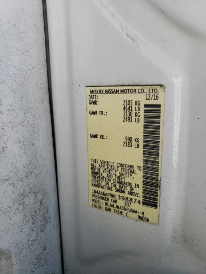 2017 Nissan Maxima 3.5S VIN: 1N4AA6AP9HC398874 Lot: 80465785