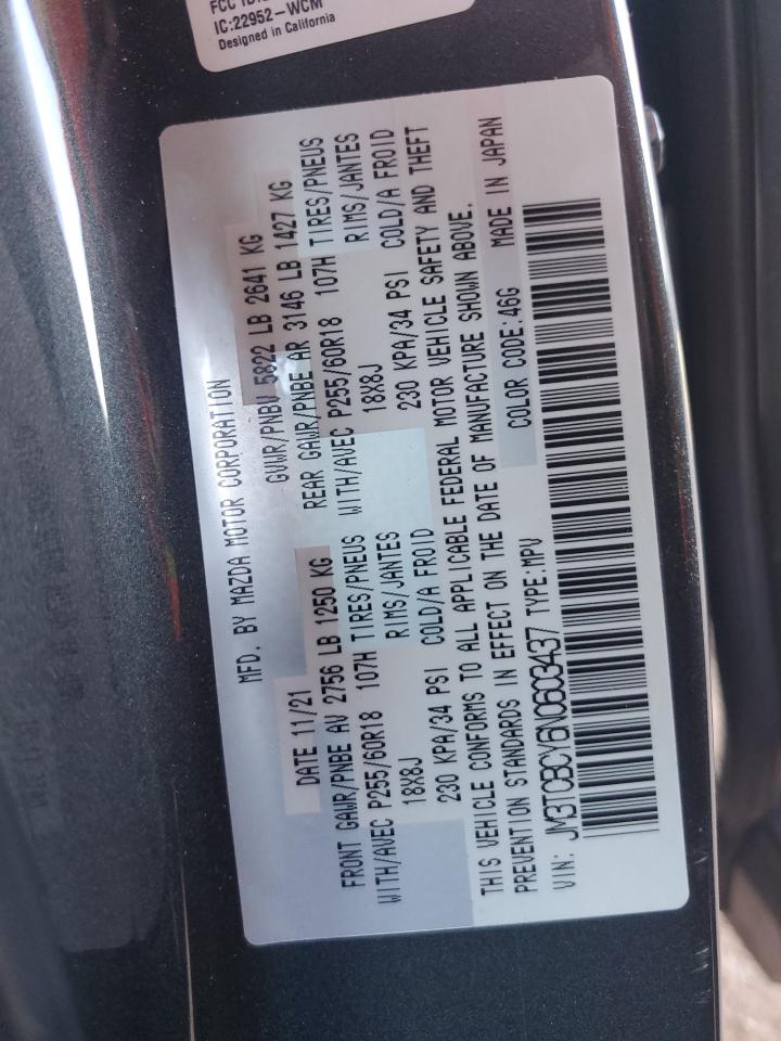 2022 Mazda Cx-9 Touring VIN: JM3TCBCY6N0603437 Lot: 84052635