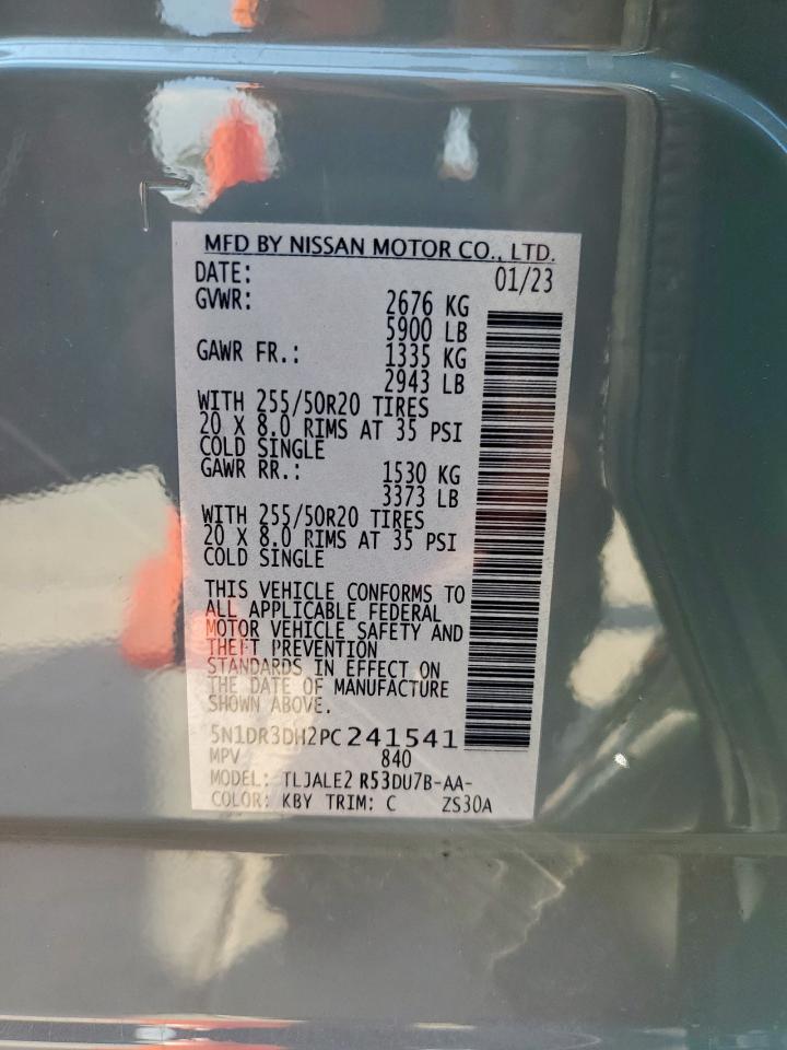 2023 Nissan Pathfinder Platinum VIN: 5N1DR3DH2PC241541 Lot: 80838075
